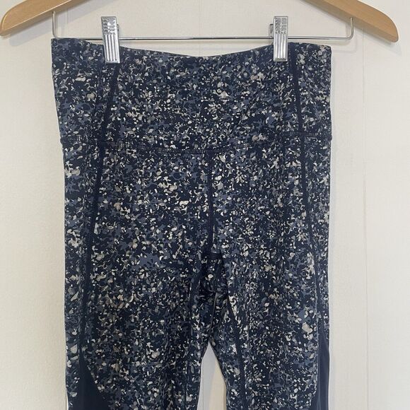 Athleta Leggings Womens Small Blue Sandstone Salutation Tight 7/8 Mesh Floral - Picture 5 of 16